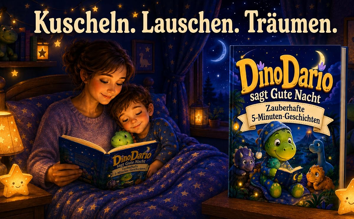 Kuscheln. Lauschen. Träumen. – Dino Dario sagt Gute Nacht